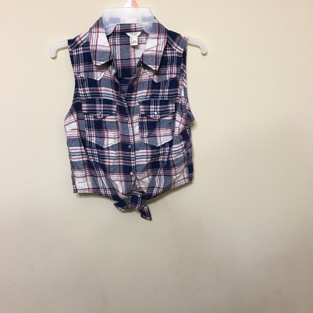 Plaid Button Down Tie Shirt